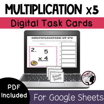 Preview of Multiplication Facts Task Cards | Times 5 | Self-Checking | DIGITAL + PRINT