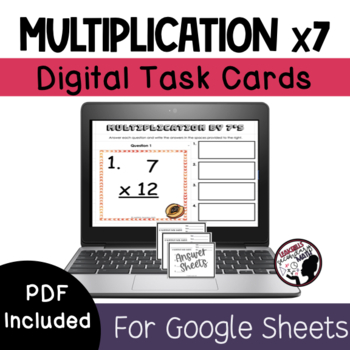 Preview of Multiplication Facts Task Cards | Times 7 | Self-Checking | DIGITAL + PRINT