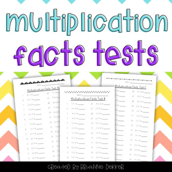 Preview of Multiplication Facts Tests