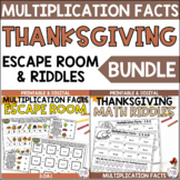 Multiplication Facts Thanksgiving Escape Room Worksheet BUNDLE
