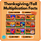 Multiplication Facts Thanksgiving Fall Pixel Art BUNDLE