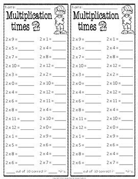 multiplication facts timed tests x1 thru x12 w answer keys tpt