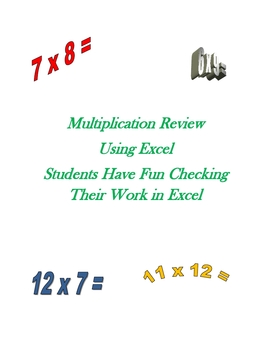 Preview of Multiplication Facts Using Excel Digital