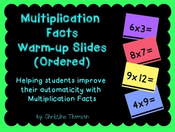 Preview of Multiplication Facts Warm-up Slides (Ordered)