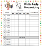 Multiplication Facts Weekly Homework Log