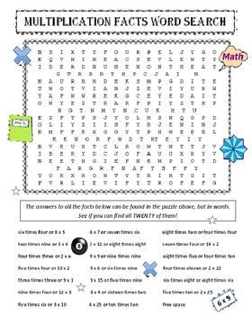 Preview of Multiplication Facts Word Search Puzzle