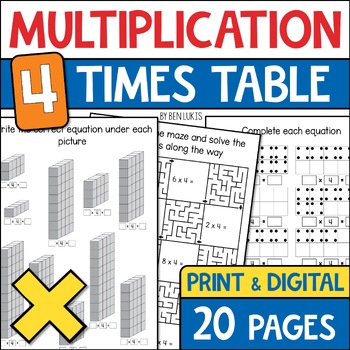 multiplication facts worksheets 4x and x4 versions printable and digital