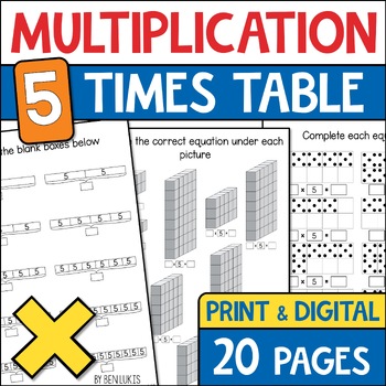 multiplication facts worksheets 5x x5 versions print digital