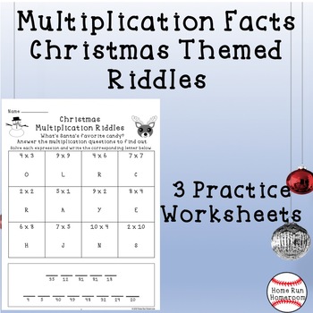 Multiplication Facts Worksheets - Christmas Riddles by Home Run Homeroom