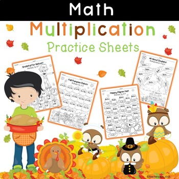 Preview of Multiplication-Facts- Worksheets -Thanksgiving