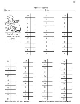 Multiplication Facts X6 Practice Activities by Jan Lindley | TpT