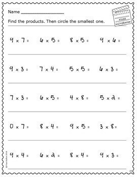 multiplication fact worksheets to 9 x 9 by walk with me a second