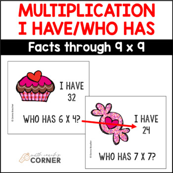 Preview of MULTIPLICATION | Facts  to 9 x 9 I Have/Who Has THIRD/FOURTH GRADE