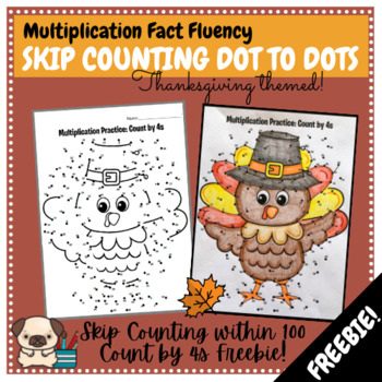 Preview of Multiplication Facts x4  - Skip Counting Dot to Dots - Thanksgiving Freebie!