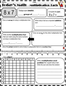 multiplication facts x5 x6 x7 today s math practice worksheets