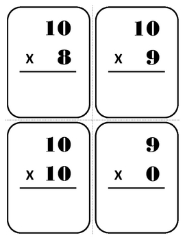 Preview of Multiplication Flash Cards (0-10)