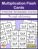 Multiplication Flash Cards - Array & Text - (for single-si