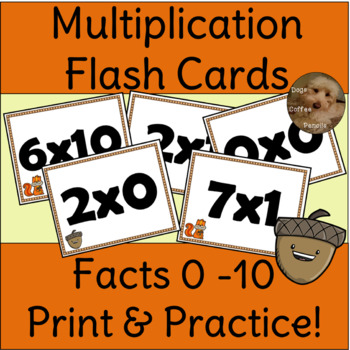 Multiplication Flash Cards Facts 0 to 10 Thanksgiving Themed | TpT