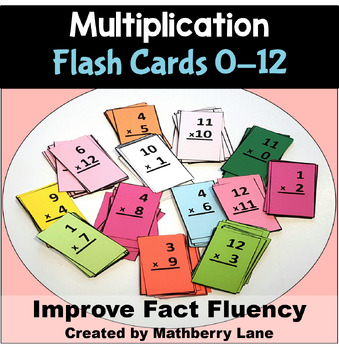 Preview of Multiplication Flash Cards Fluency 0-12 with Progress Tracker