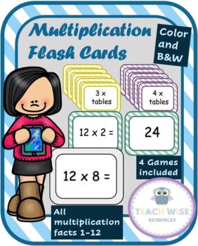 Preview of Multiplication Flash Cards & Games - All Facts 1-12 - Homework and Math Centers