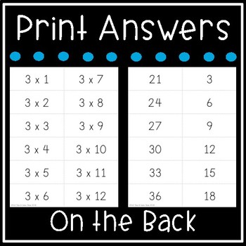 Multiplication Flash Cards - Math Facts 0-12 Flashcards - Printable