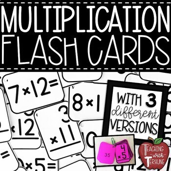 Preview of Multiplication Flash Cards {Printable Flashcards with Answers on the Back}