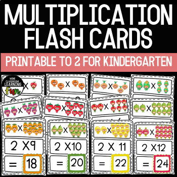 Preview of Multiplication Flash Cards Printable to 2 for kindergarten