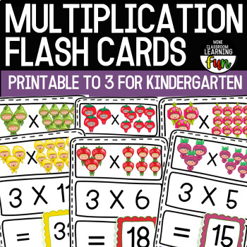 Preview of Multiplication Flash Cards Printable to 3 for kindergarten