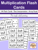 Multiplication Flash Cards - w/ Array & Text - (for single