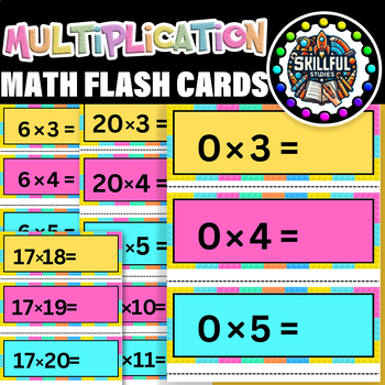 Preview of Multiplication Flash Cards to 20| Multiplication Math Fact Flashcards Printable