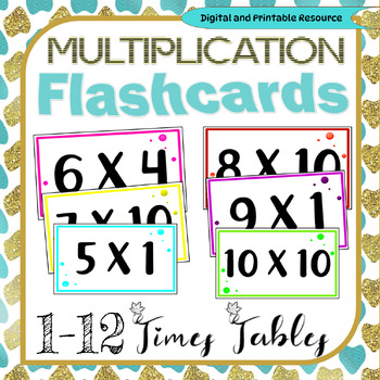 Preview of Multiplication Flash Cards with Answers on Back, Multiplication Flashcards 1-12