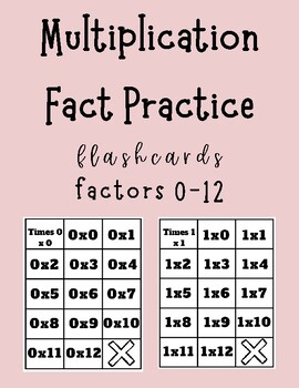Preview of Multiplication Flashcards Fact Practice