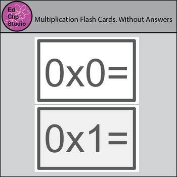 Preview of Multiplication Flash Cards, Without Answers