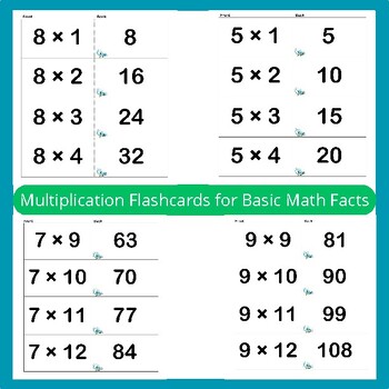 Preview of Multiplication Flashcards for Basic Math Facts