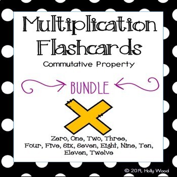 Preview of Multiplication Flashcards using Commutative Property - BUNDLE!