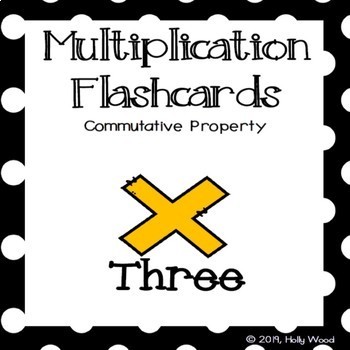 Preview of Multiplication Flashcards using Commutative Property - Fact Focus: Three