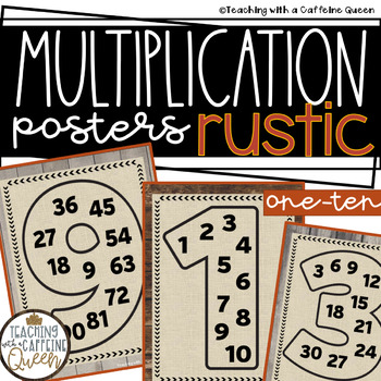 Preview of Multiplication Posters Rustic and Neutral Color Chart for Fact Fluency