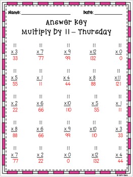 multiplication fluency practice multiply by 11 by kaitlin kisela