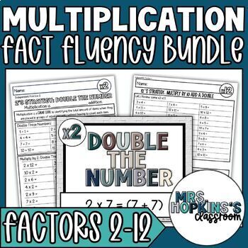 Preview of 3rd Grade Multiplication Facts to 12 Fluency Lessons Posters Worksheets Bundle
