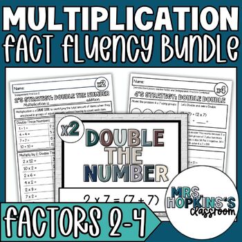 Preview of 3rd Grade Multiplication Facts 2 3 4 Fluency Lessons Posters Worksheets Bundle