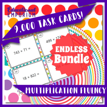 Preview of Multiplication Fluency Task Cards ENDLESS Bundle Multiplication Practice