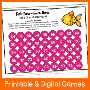 multiplication games printable four in a row math games