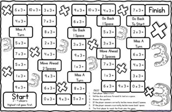 multiplication game board for x3 facts by clares classroom the