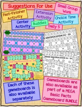 multiplication game boards for x2 x3 x4 x5 x6 x7 x8