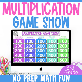 Preview of Multiplication Game Show - Multiplication Math Jeopardy Style Game