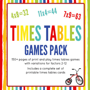 printable times tables games pack factors 2x to 12x by childhood 101