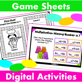 multiplication worksheets games activities bundle