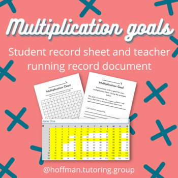 Preview of Multiplication Goals Student Sheet and Teacher Document