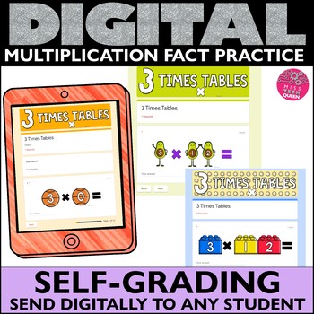 Preview of Multiplication Google Forms Assessments Practicing Multiplying Math 3 Facts