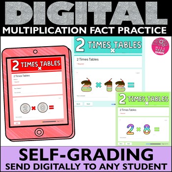 Preview of Multiplying Practice Review and Assessment Google Forms 2 digit by 1 digit facts